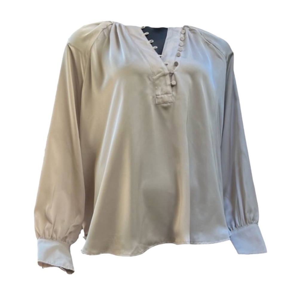H&M Balloon-sleeved Satin Blouse